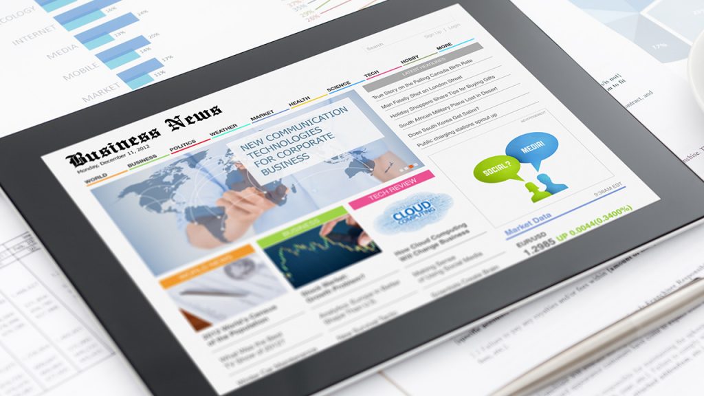 Business news on tablet