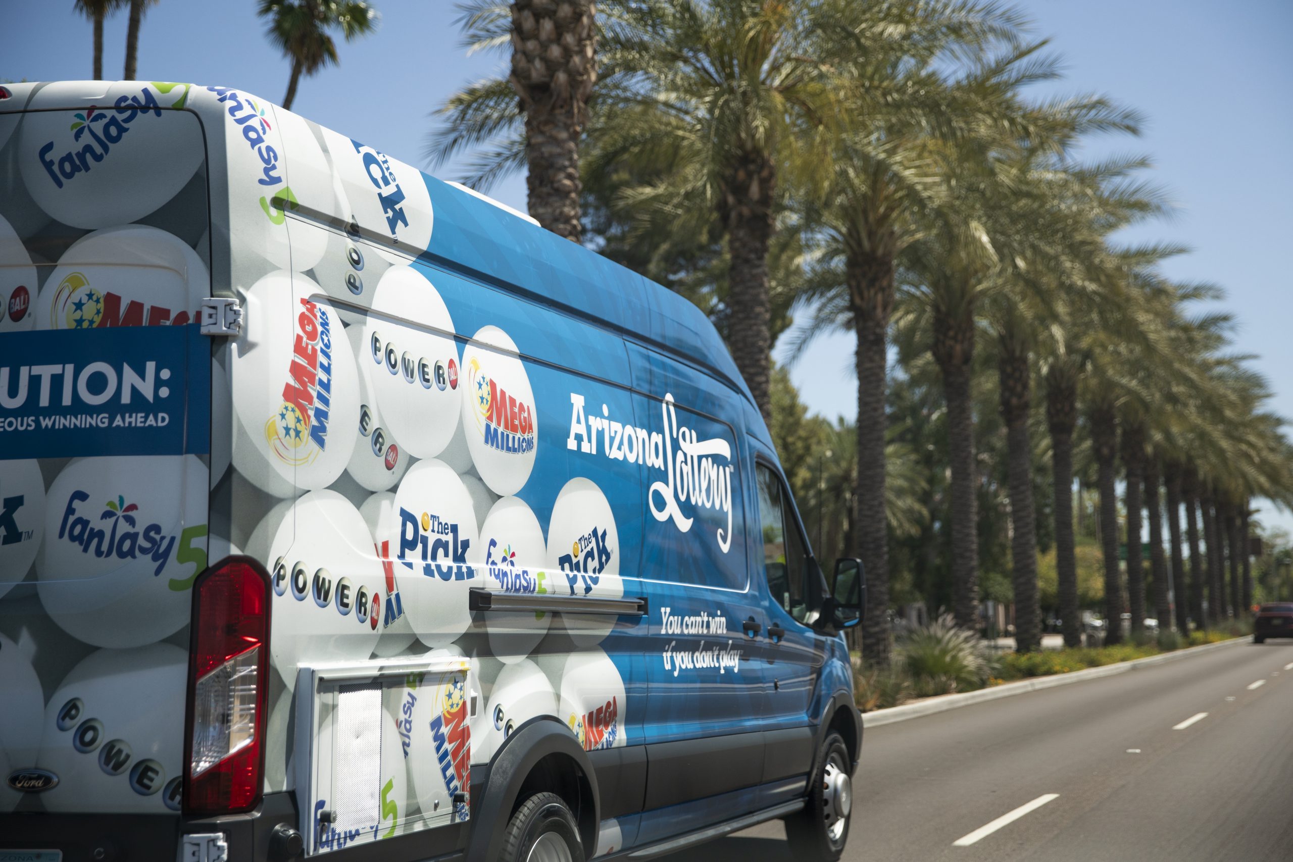 Arizona Lottery advertisement on a van