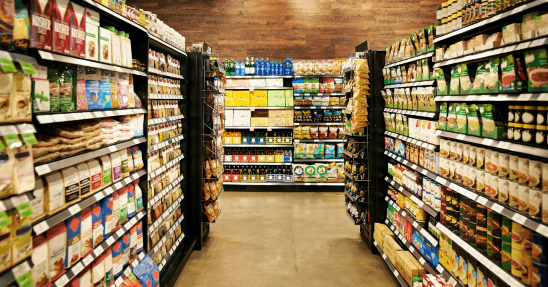 Shelves in a convenience store