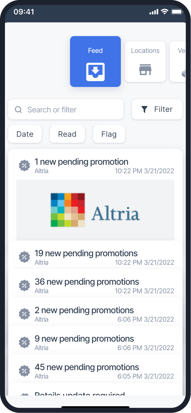 Retail360 App Altria Promotions Interface