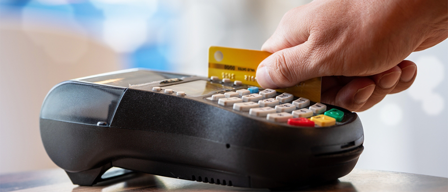 The credit card swipe at a convenience store