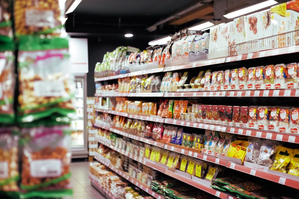 Shelfs at convenience store